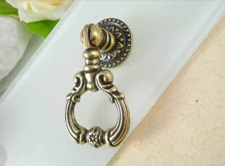 Antique Brass Drawer Handles Unique Design Cabinet Furniture Knobs (D:32MM)