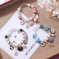 Модные хрустальные браслеты из бисера для женщин 2019 богемные Strand браслеты и браслеты Boho Shell Fish Pulseras Mujer ювелирные изделия