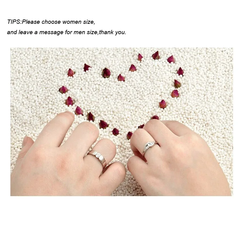 Charm Love Heart Wedding Ring Pair Of Couple Rings Rhinestone For Love Silver Jewelry For Men Women Valentine'S Day YR025