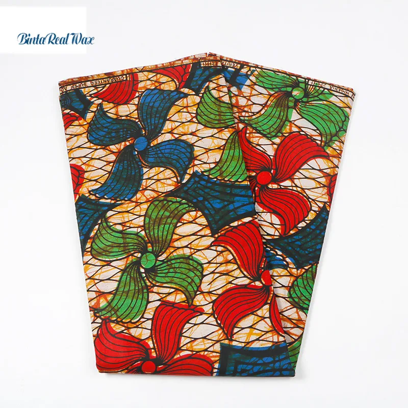 

2019 Latest 6 Yards 100% Cotton Fabric African binta Real Wax African Hollandais Real Dutch Wax Hollandais Print Fabric PL312