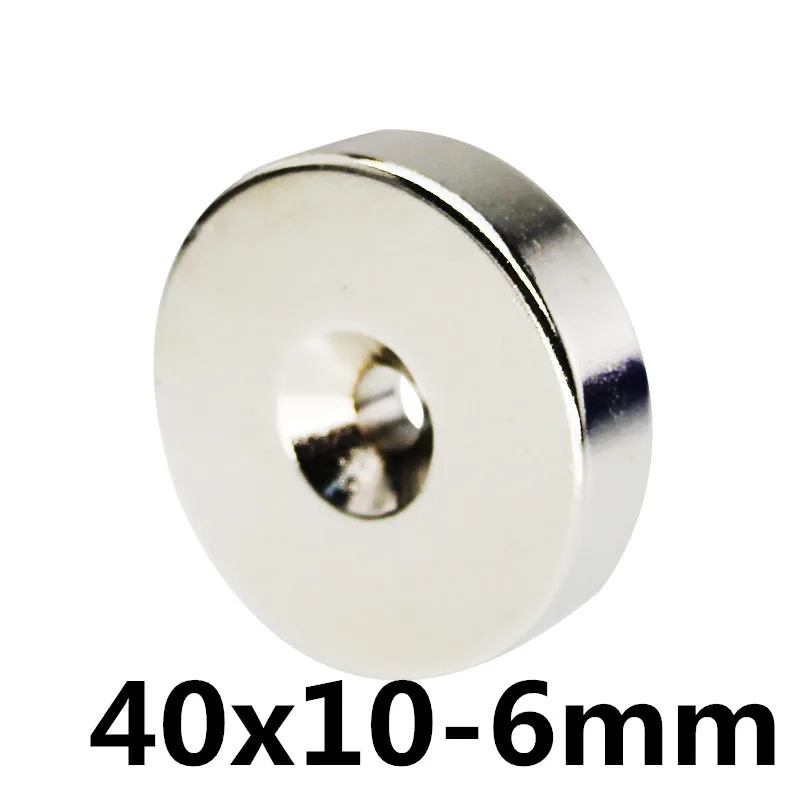 

1pcs 40 x 10mm Hole 6 mm Super Strong Ring Loop Countersunk Magnet Rare Earth Neo Neodymium Magnets Cylinder