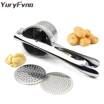 

YuryFvna Potato Ricer Masher Stainless Steel Heavy Duty Fruit Press Food Strainer Fruit Press 2 Interchangeable Ricing Disks