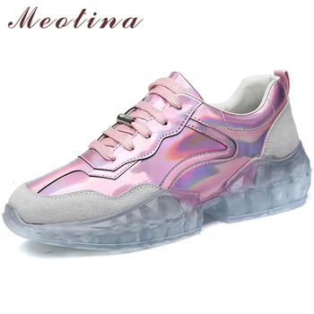 

Meotina Spring Flats Sneakers Women Shoes Cow Suede Flat Platform Shoes Mixed Colors Lace Up Round Toe Shoes Ladies Size 35-39