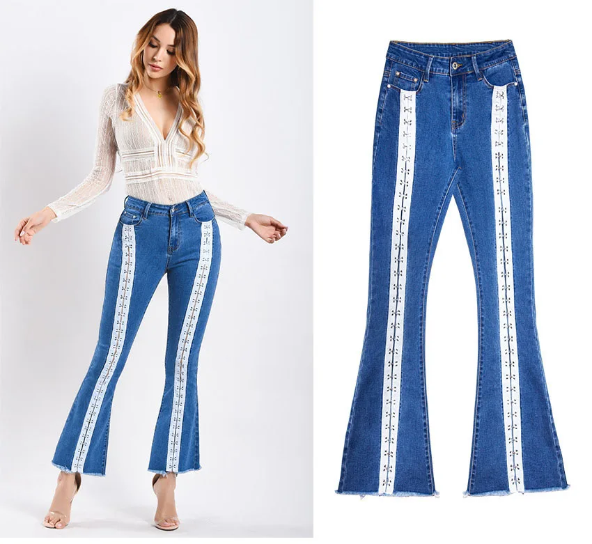 New wide-leg webbed jeans women's trousers (6)