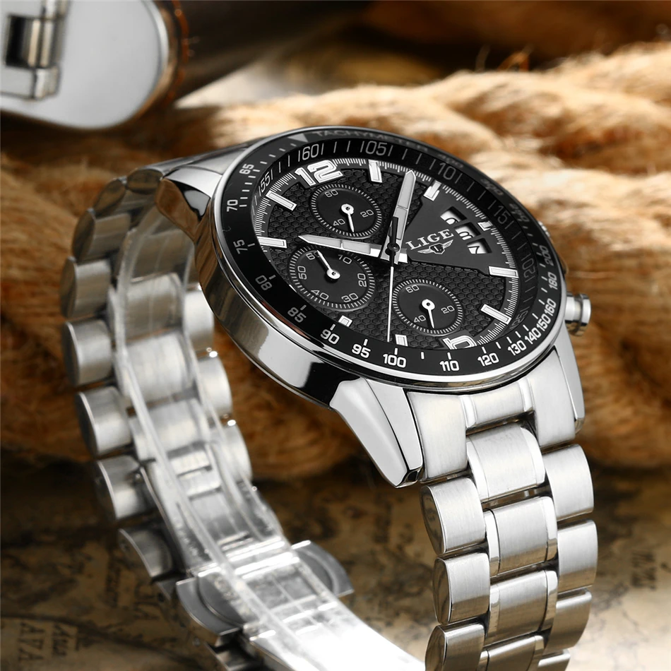 LIGE Watches Men Fashion Brand Multifunction Chronograph Quartz Watch men Military Sport Wristwatch Male Clock Relogio Masculino
