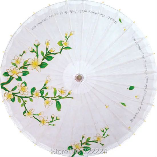 

Dia 84cm Elegant Jasmine Chinese Classical Handmade Long-handle Oilpaper Umbrella Dance Decoration Gift Oiled Paper Umbrella