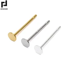 925 Brincos da Prata Esterlina Configurações 3/4/5/6/8mm Em Branco Cabochon Base Redonda Do Parafuso Prisioneiro Mensagens Base de ouvido Plana Prata Pura Brinco Constatação