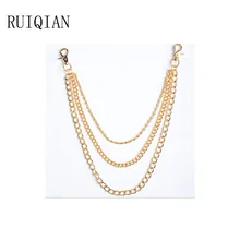 

Punk 3 Lines Curb Chain Jeans Metal Trousers Chain Gold Color Metal Clothing Accessories Jewelry RIQI38