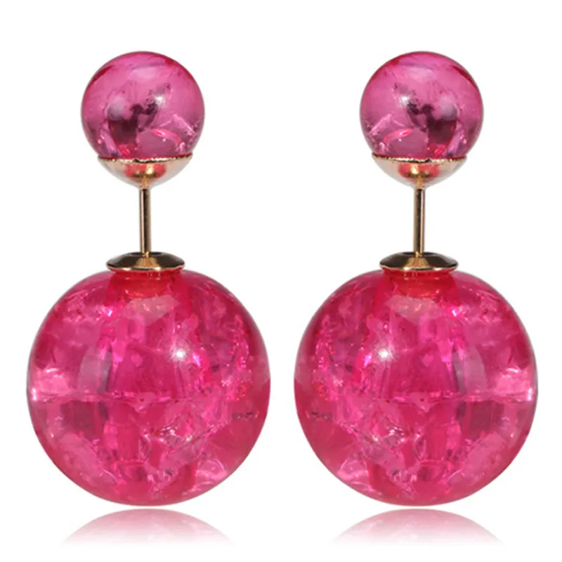 2017 New High Quality Double Faced Stud Earrings for Women 19 Candy Colors Mix Women Korea Fashion Jewelry