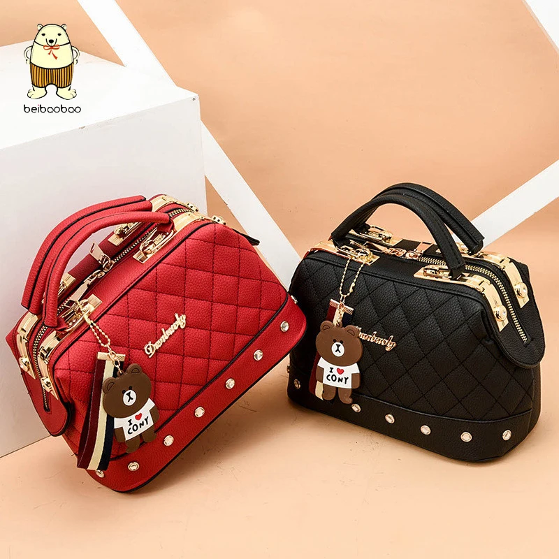 

Beibaobao 2019 New Europe Fashion Trend Bag Female Handbag Fashion Girls Shoulder Bag Bear Pend Crossbody Bag High QualityCE3541