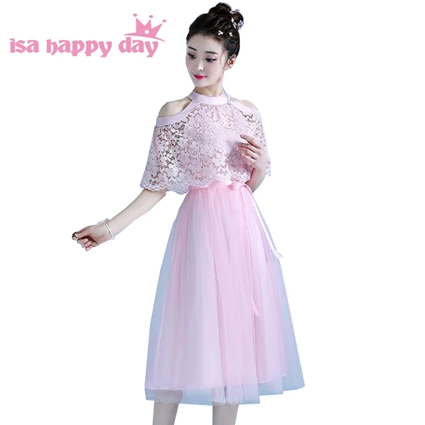 pink tea length dress