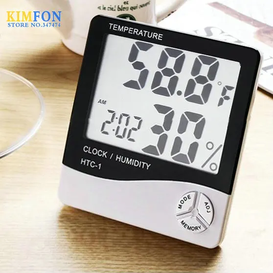 

DHL 200PCS Large Screen 3in1 LCD Digital Thermometer Temperature Humidity Meter Alarm Clock Hygrometer HTC-1