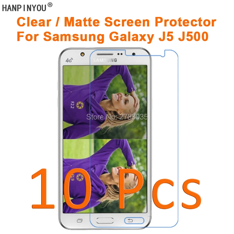 10 шт./лот для samsung Galaxy J5 (2015) j500 HD Ясно/с антибликовым покрытием матовый Экран протектор Защитная пленка (не закаленное Стекло)