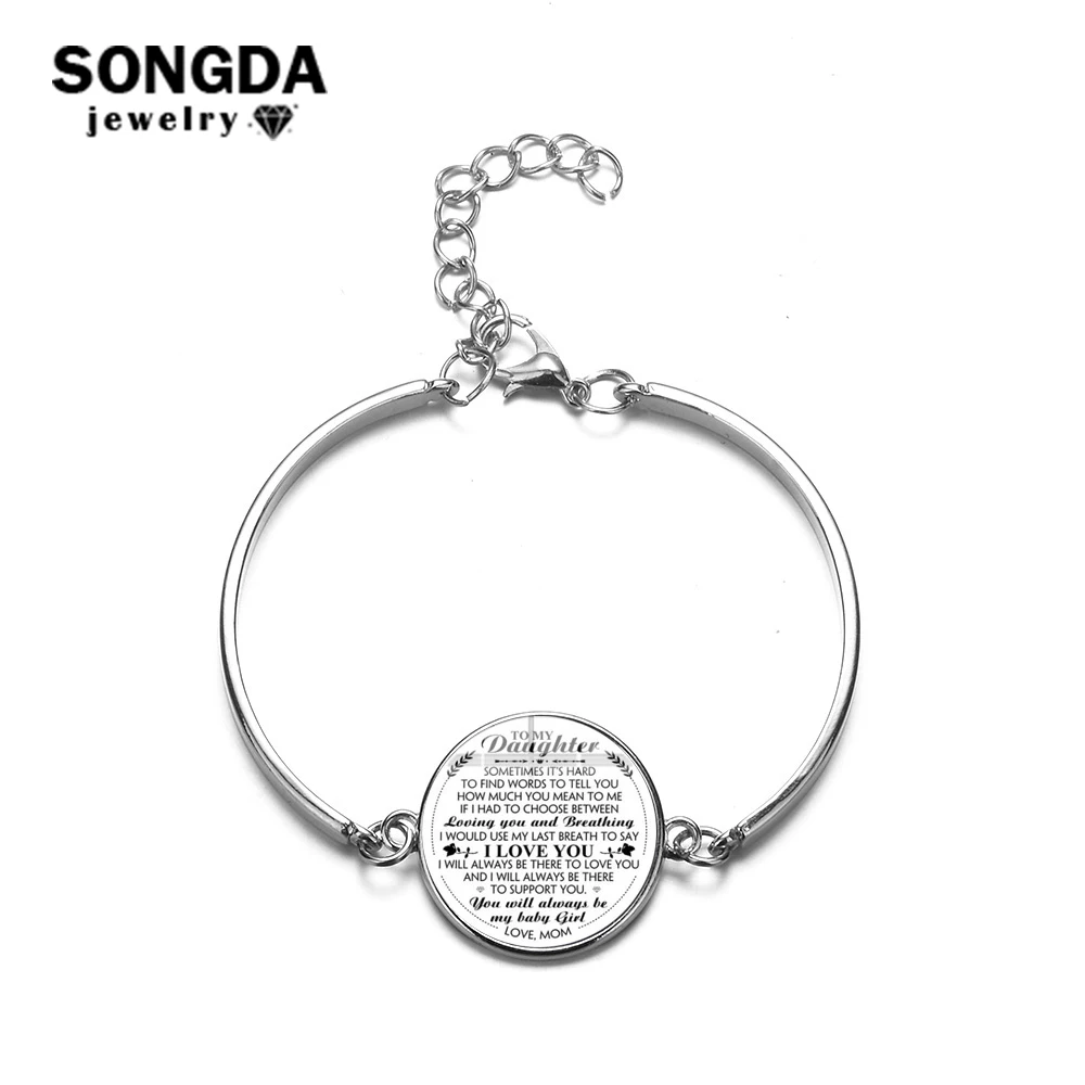 SONGDA браслет дочери с надписью Love Mom Dad To My простое фото стеклянный кабошон