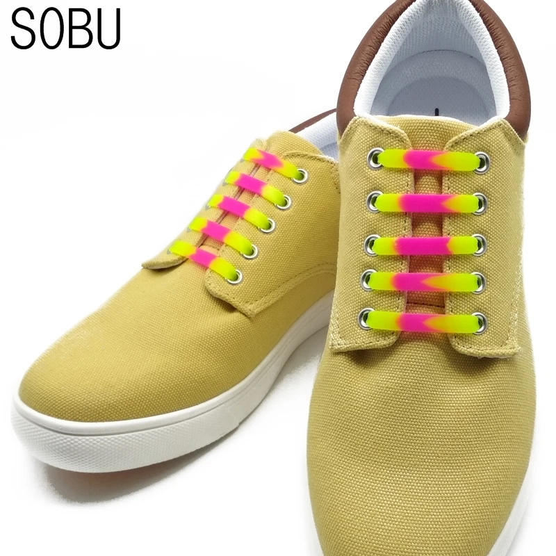 

12pcs/lot Candy color silicone shoelaces 2018 NEW no tie shoelaces Unisex Elastic Silicone Shoe Laces Kids shoelaces N014