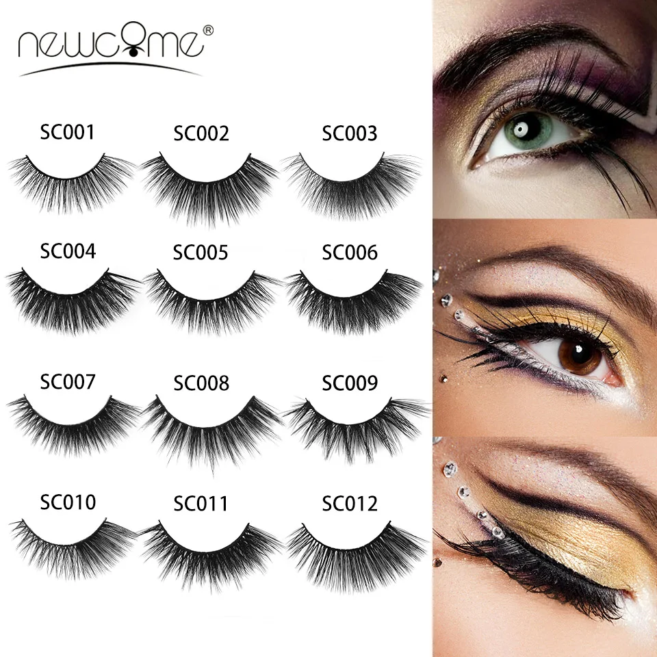 

NEWCOME Soft 3D False Mink Eyelashes Full Strip Thick Cross Lashes Hand Made Natural Fake Eyelash Extension Maquiagem Makeup
