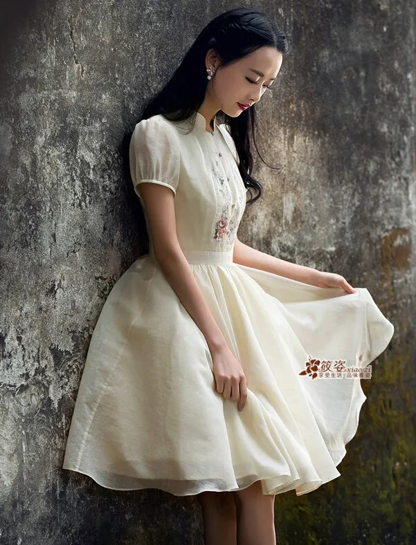 Новинка, женское летнее платье с вышивкой в стиле ретро, этнический стиль, художественные пышные платья, вечерние платья, размер S-XL, G74