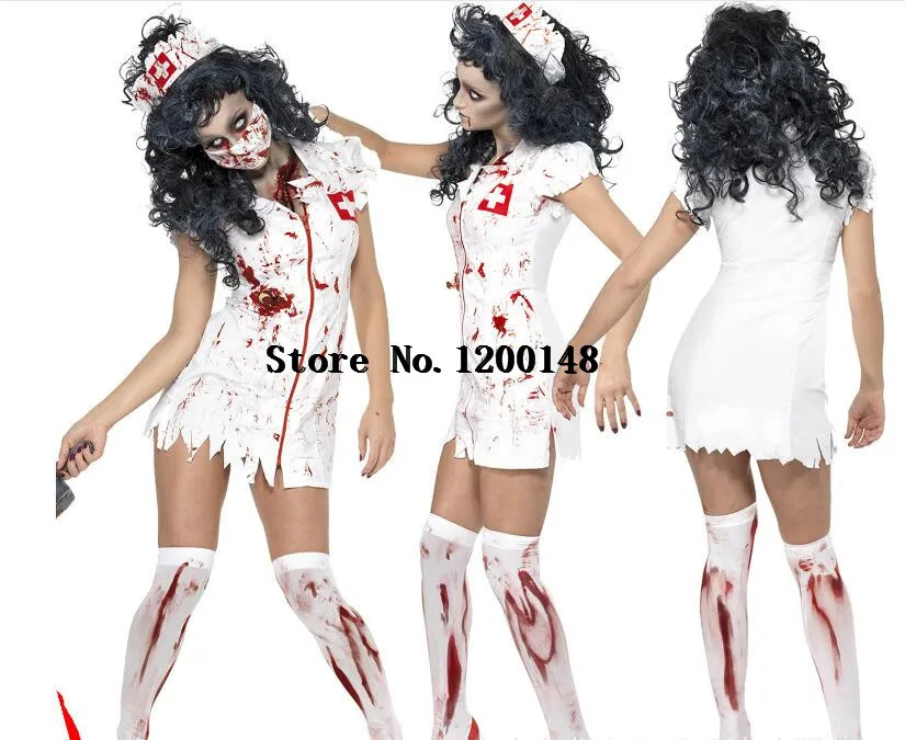Adulte Femmes Zombie Sanglant mariée dresshalloween Costume Robe Fantaisie femme EF