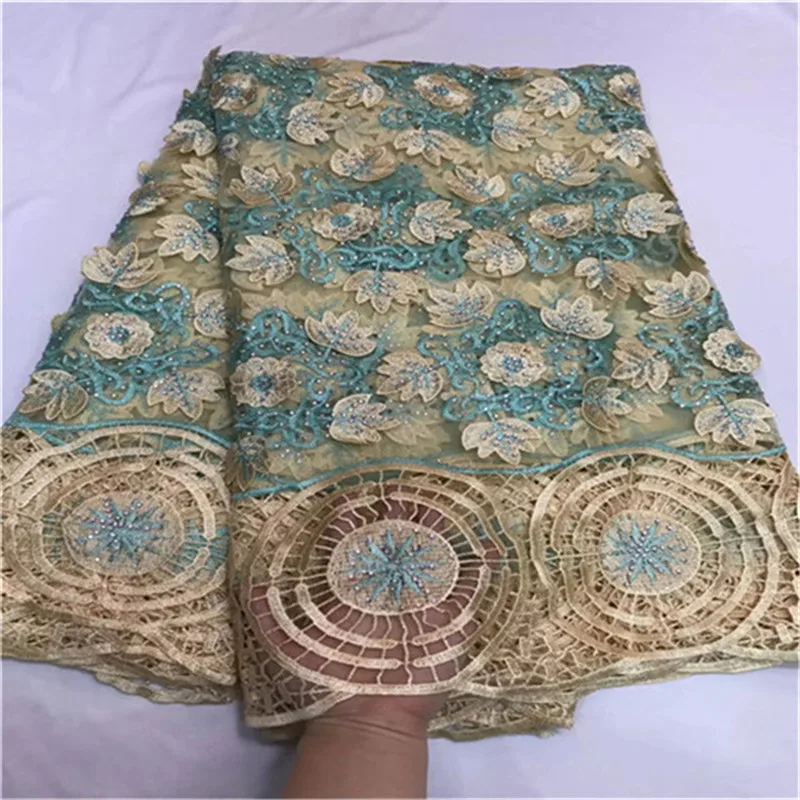 

Latest High Quality with Rhinestone Guipure French Nigerian Lace Fabrics Embroidered African Lace Fabric For Party Dress