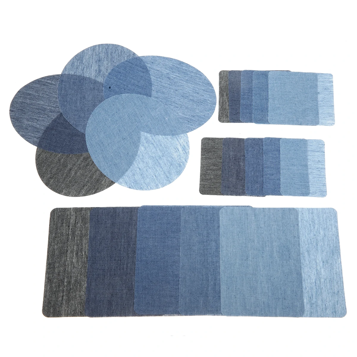 

20pcs DIY Denim Patches Iron On Denim Elbow Patches Repair Pants For Jean Pants Apparel Sewing Fabric + Sewing Kit