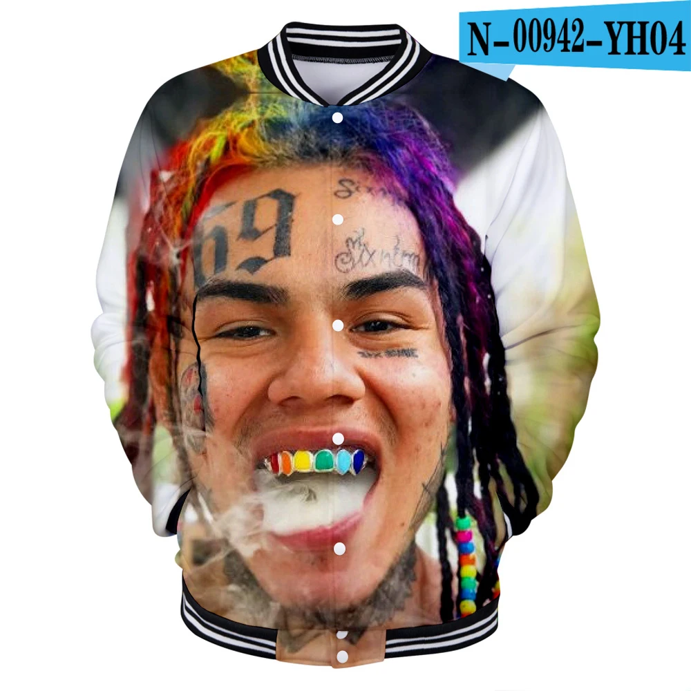 Новинка, брейк 6ix9ine, 3D бейсбольная форма, для мужчин и женщин, модели, высокое качество, мультфильм 6ix9ine 3D, бейсбольная куртка, одежда XXS-4XL - Цвет: 3D