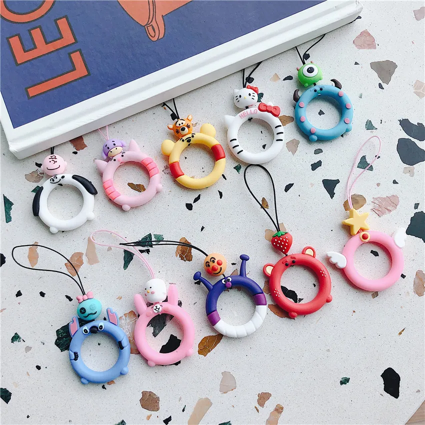 

Universal Silicone Lanyard for Keys Phones Strap for Mobile Phone Keycord Lanyards Finger Rings Cartoon Mobile Phone Accessories