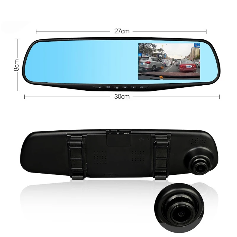E-ACE Car Dvr 1080P Dual Lens Dash Camera Rear Mirror Digital Recorder With Rearview Camera Video Recorder Camcorder Registrar