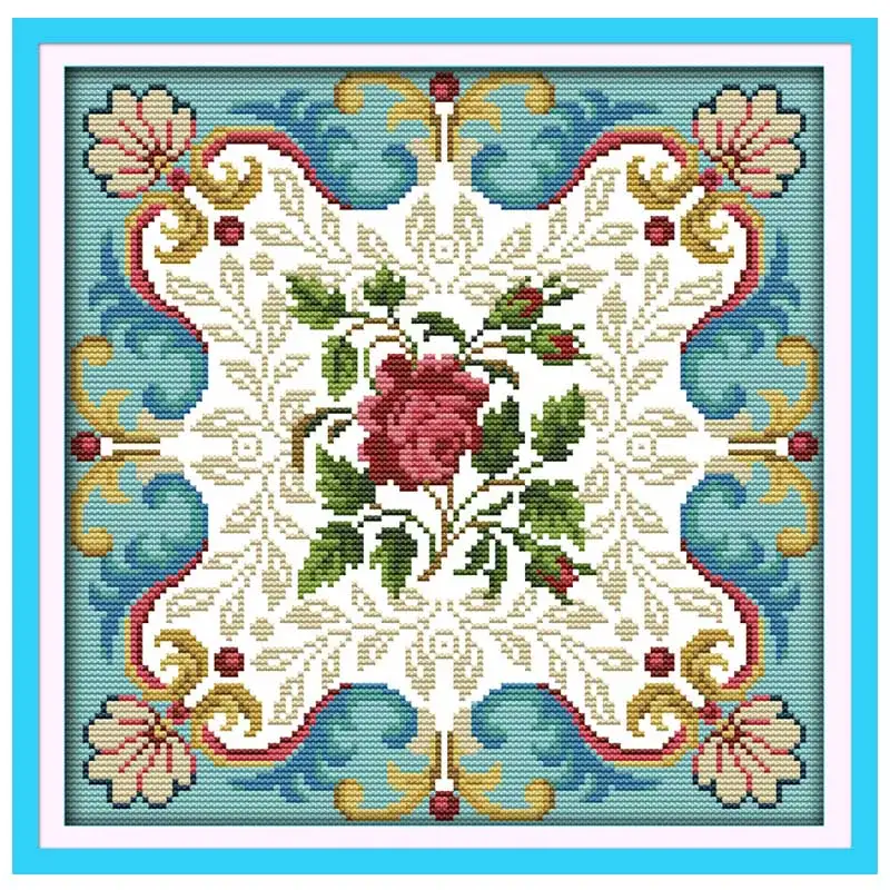 

Rose heart flower counted printed on the canvas DMC 11CT 14CT DIY kit Cross Stitch embroidery needlework Sets home decor