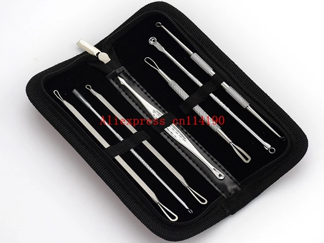 

New arrive 7 pcs/set Blackhead Pimple Blemish Comedone Acne Extractor Remover Tool Set Kit