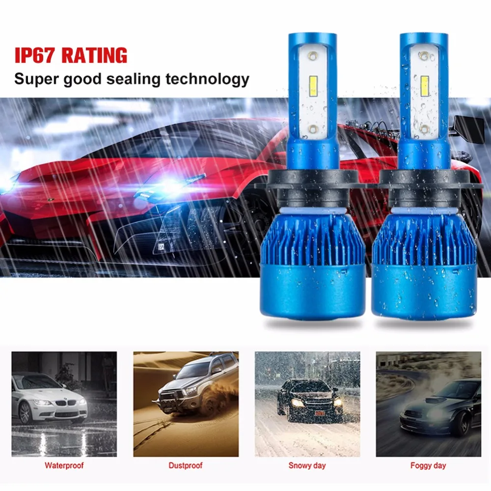 Foxcncar H7 H4 H11 H1 Светодиодные Автомобильные фары лампа мини 9005 9006 COB CSP чип 12V 10000lm 72W 6500K
