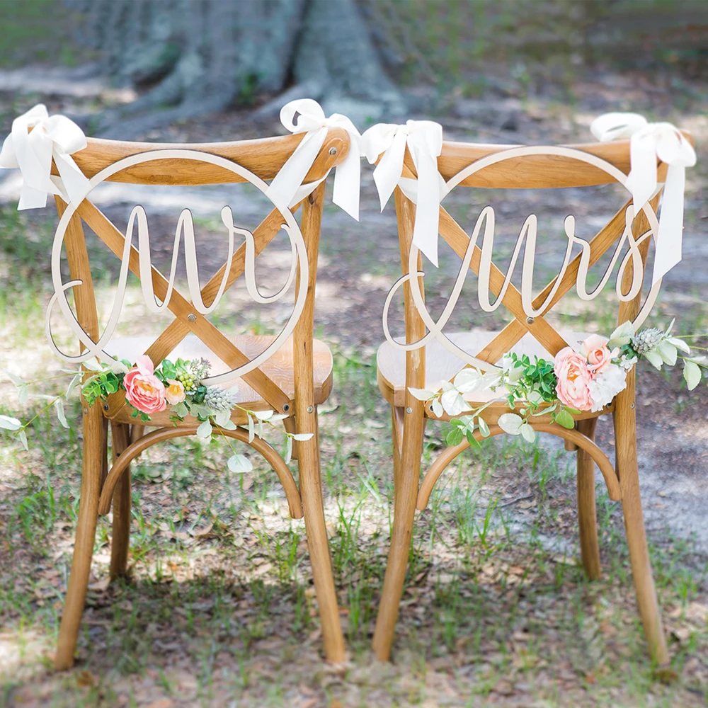 Word Art Chair Decor White Ribbon Diy Wooden Hanging Signs Rustic