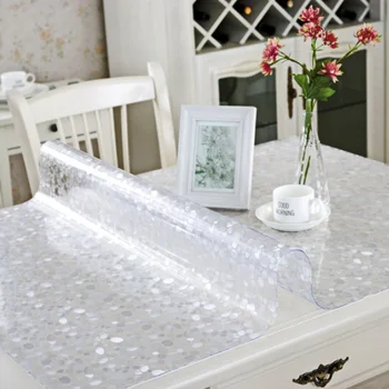 

HAZYPVC Tablecloth Waterproof Cobbleston Pattern Rectangular Tanle Cover for Kitchen Soft Glass Protect Desktop Home Decoration