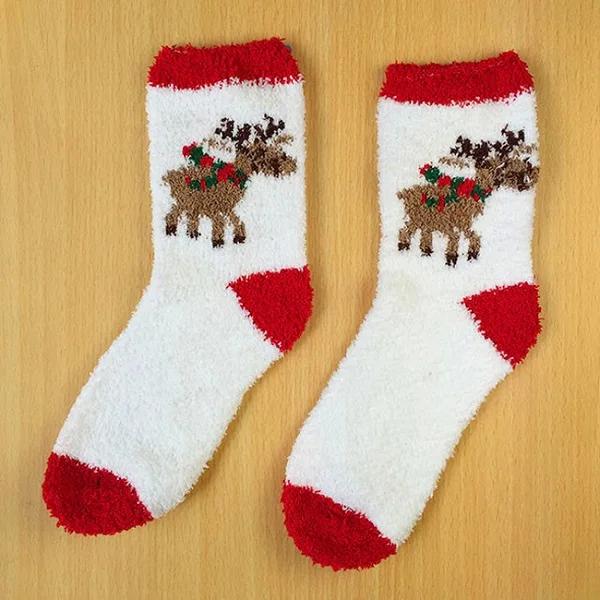 Новинка года; женские носки; зимние теплые рождественские подарки; Мягкие хлопковые носки; милые носки с Санта-Клаусом и оленем; kawaii; рождественские носки с рождественским декором - Цвет: D