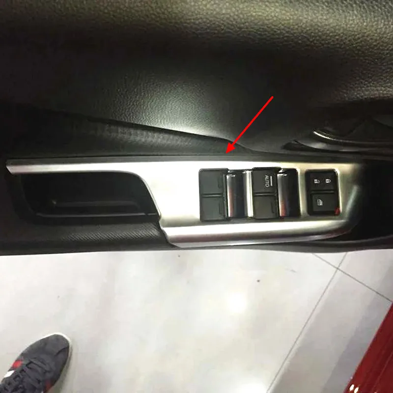 

For Honda City 2014-17 ABS Chrome Inner Door Armrest Window Lift Button Cover Trim car Accessories 4pcs/set