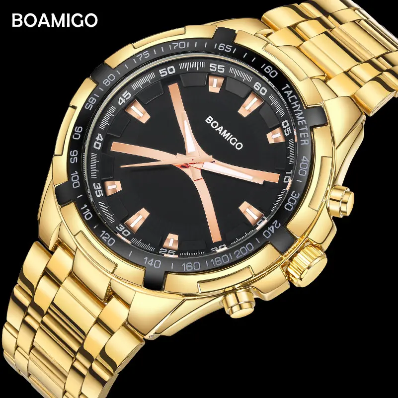 Брендовые мужские часы BOAMIGO, модные спортивные кварцевые часы для мужчин, Роскошные наручные часы со стальным ремешком, мужские часы, мужские часы
