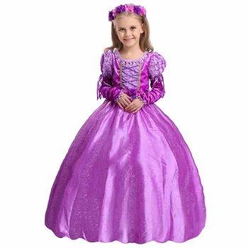 

Fashion Children's Dressing Up Outfits Girls Dresses for Party with Crystal Rapunzel Costumes for Kids