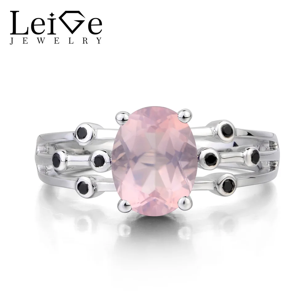 Leige Jewelry Natural Pink Quartz Ring Engagement Ring Pink Gemstone Oval Cut Gemstone 925 Sterling Silver Ring Gifts for Women Leige Jewelry Natural Pink Quartz Ring Engagement Ring Pink Gemstone Oval Cut Gemstone 925 Sterling Silver Ring Gifts for Women