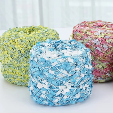 

1 Skein 100 grams Polyester Dyed special Colorful flag line fashion Multi-color Tassel Yran Blended 400 meters