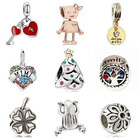 

Maxi Colorful Small Beads Clover Lock Key Stars Christmas Tree Crystal Beads Charms Fit Pandora Bracelets Women DIY Jewelry Gift