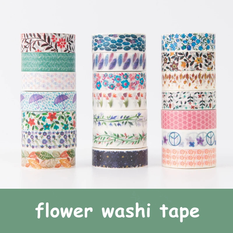 8mm Creamy White Floral Thin Washi Tape