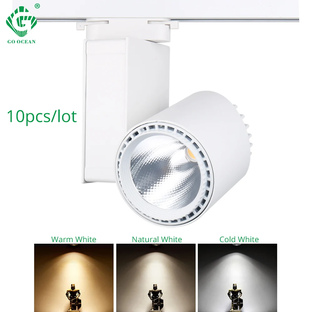 

LED Track Light 30W Black White COB Spot Rail Lamp Track Lighting Gallery Showroom Spotlight Fixtures 2/3/4 Wire 3 phase Global