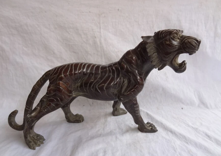 

S5051 18" Chinese Year Zodiac Bronze Wealth Ferocious Tiger Statue Animals Sculpture D0318