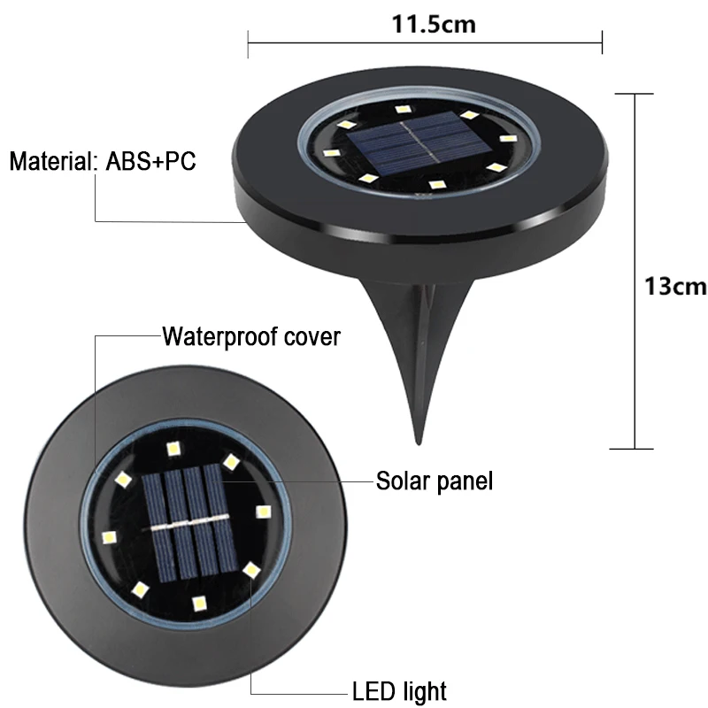 Texsens 8 Светодиодный светильник на солнечных батареях для газонов, наружные лампы IP65 для сада/тропинки/палубы, светильник для дома, двора, подъездной дорожки, ночной кемпинговый светильник