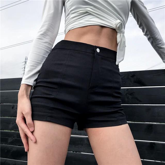 Black Gothic High Waist Criss Cross Shorts  2