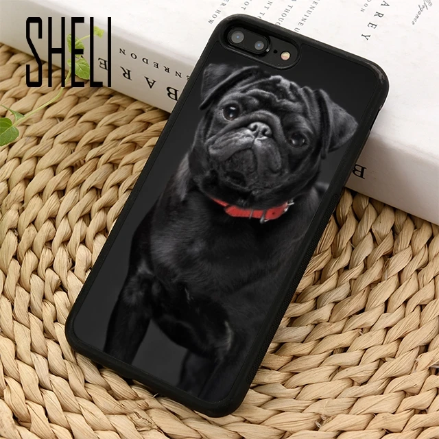 SHELI Animal черный мопс чехол для телефона iPhone 5 6 6s 7 8 plus 11 pro X XR XS max Samsung S6 S7 edge S8 S9 S10 |