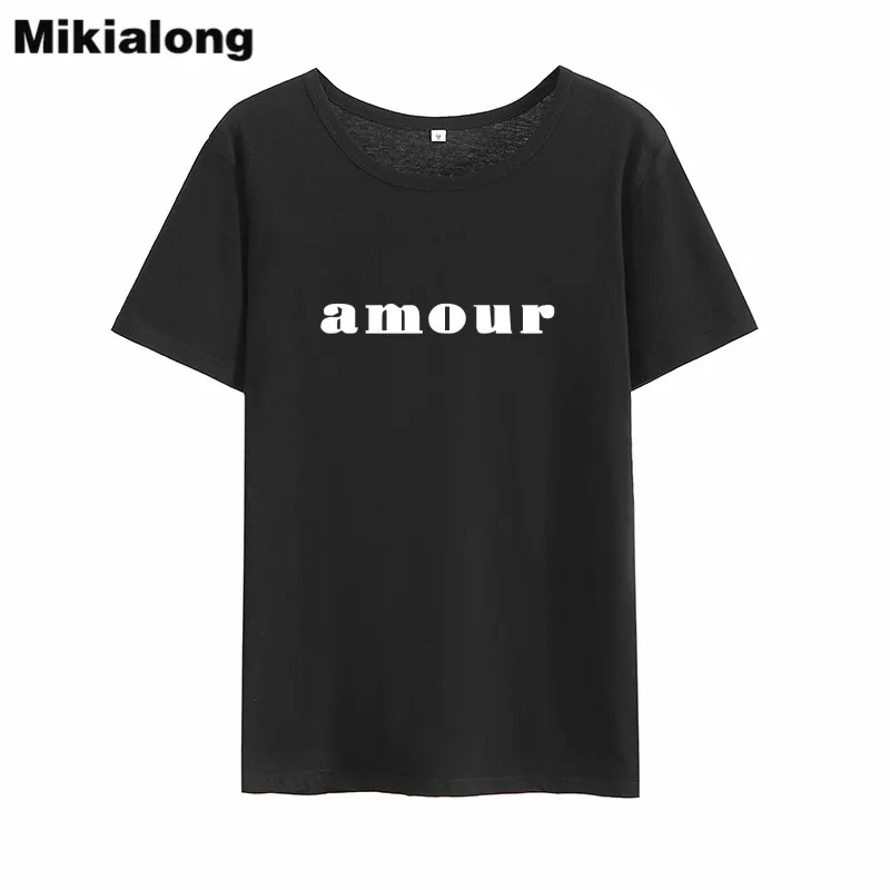 Mrs win AMOUR Couple T Shirt for Lovers Hipster Loose Basic Black White Women Tshirt Short Sleeve O-neck Women Summer T-shirt