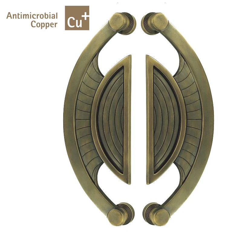 Antimicrobial Copper Cu+ Door Handle PA-327-L416mm Solid Brass Entrance Pull Handles For Wooden/Metal/Glass Doors