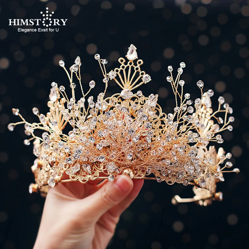 

Himstory Royal Luxury Baroque Handmade Branch Crystal Bridal Hairband Tiaras Crown Bride HEadband Wedding Hair Accessories