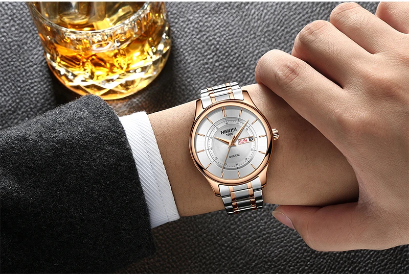 Relogio NIBOSI Watch Men Waterproof Leather And Steel Band Men Watch Date Day Blue Wrist Watch Analog Quartz Fashion Male Clock  (17)