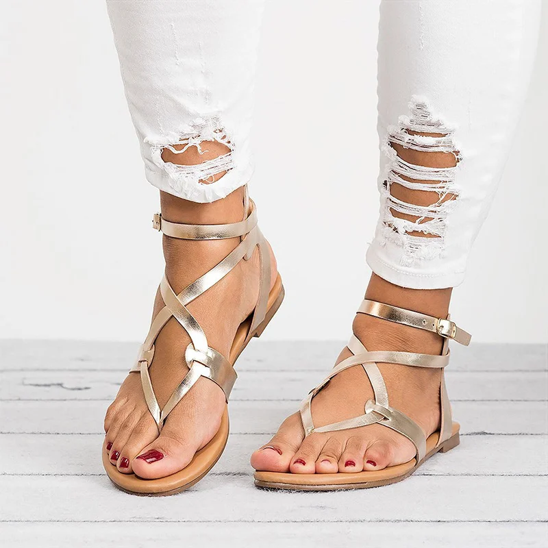 

Summer 2018 Roma Flat Shoes Woman Sandals Gladiator Beach Women Shoes Female Soft Sandalias Zapatos Mujer 35-43 Plus Size